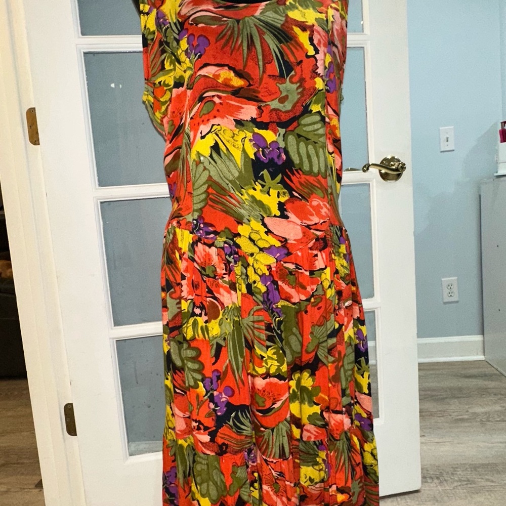 VTG 1970s Hippie Boho Festival Gauzy Dress India   GEETA floral Gypsy Sz S